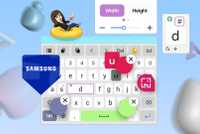 Samsung Keyboard with Good Lock customization tools and colorful floating keys.
