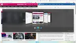 Screenshot of Windows 11 desktop showing Stardock's AltTabby application switcher pop-up over web browsers, displaying open windows in a 3D cover-flow style view with Microsoft Edge highlighted.
